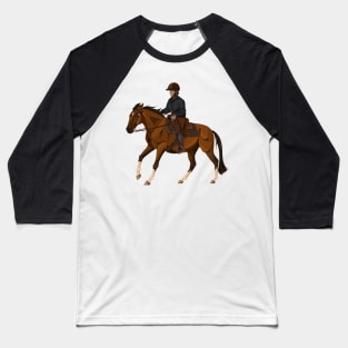 Bay Ranch Riding Horse in Lope with Chrome Baseball T-Shirt